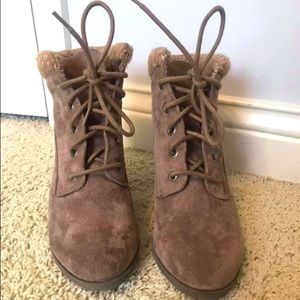 Tan Steve Madden lace up wedges